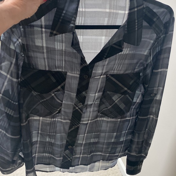 ABS plaid sheer blouse - Picture 2 of 4